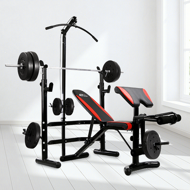 Crystal OEM/ODM Custom Multi Gym Equipment Strength Training Adjustable Weight Lifting Weight Bench with Lat Bar Power Rack