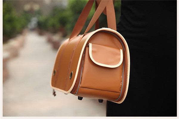 leather material luxury dog carrier