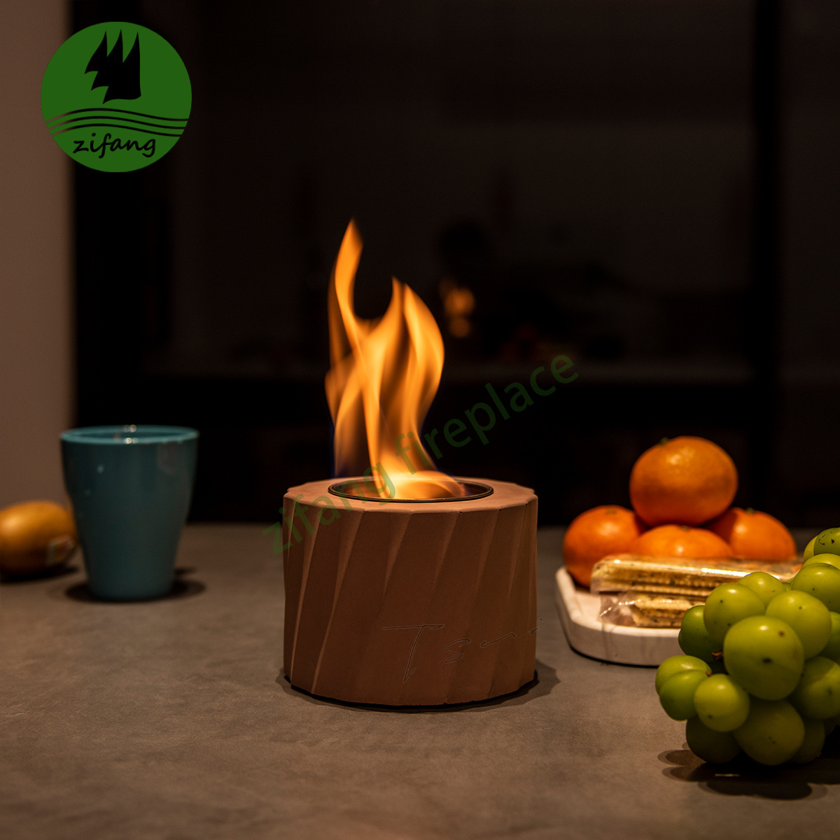 New Design Smokeless Free standing Concrete Mini Tabletop Portable Bio-ethanol Alcohol Fire place burner Fireplaces