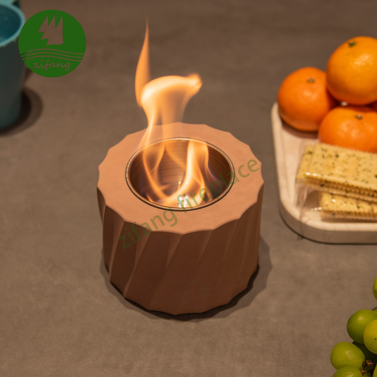 New Design Smokeless Free standing Concrete Mini Tabletop Portable Bio-ethanol Alcohol Fire place burner Fireplaces