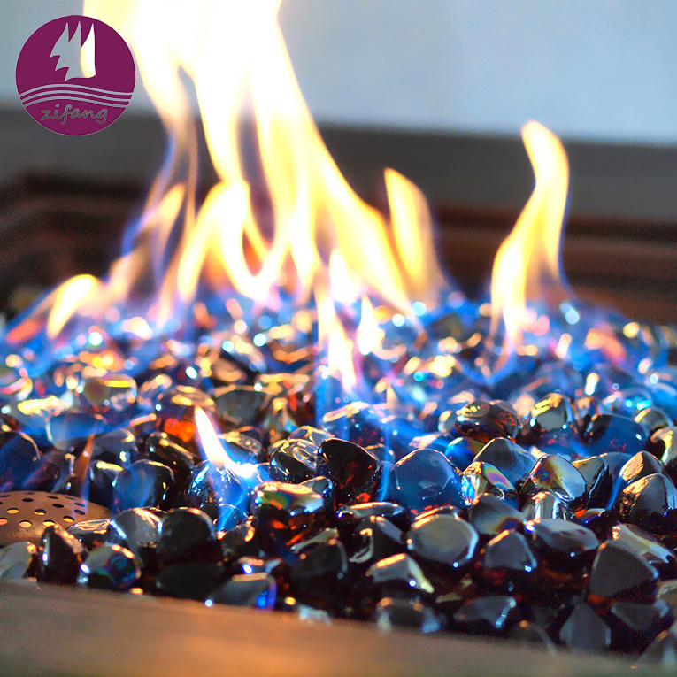 High Luster Glass Rocks for Natural or Propane Fireplace Safe for Outdoors and Indoors Fire pit