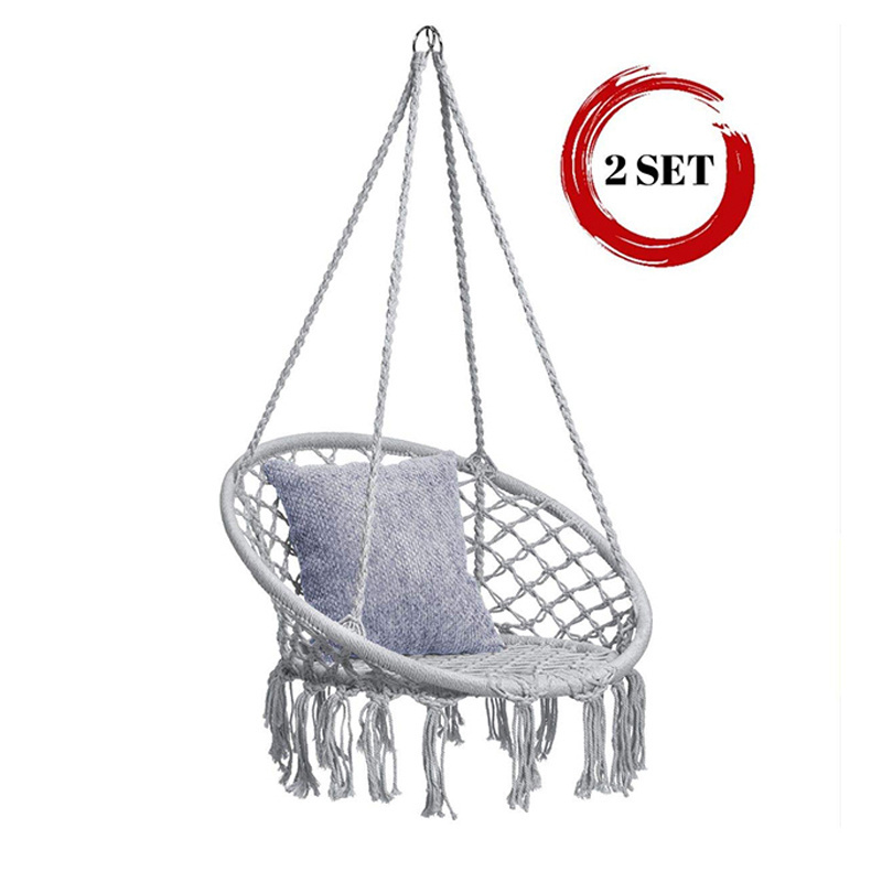 Macrame Cotton Rope Round Hammock Indoor Or Outdoor Chair Swing