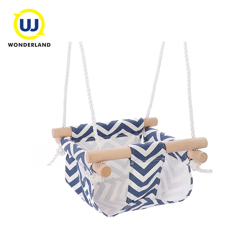 Safety High Quality Outdoor Swing With Wooden Bar Fabric Baby Swing Outdoor Hanging Swing For Kids Play