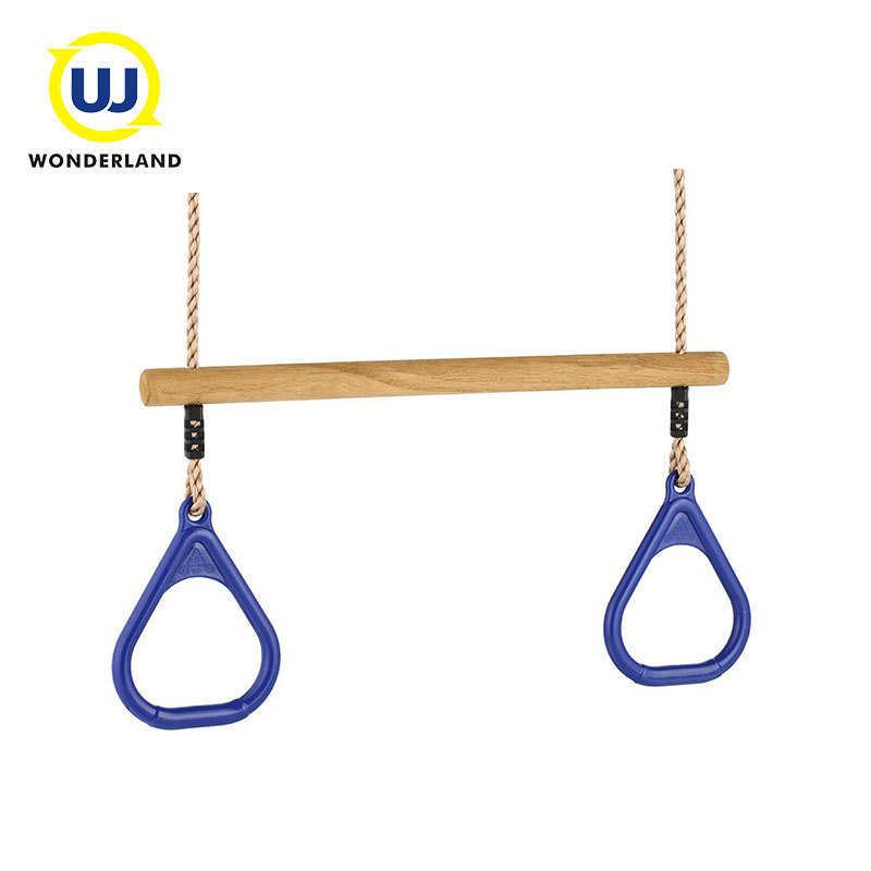 Adjustable Playground Kids Wooden Monkey Trapeze Bar Rope Swing