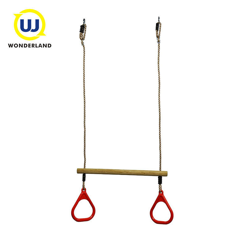 Adjustable Playground Kids Wooden Monkey Trapeze Bar Rope Swing