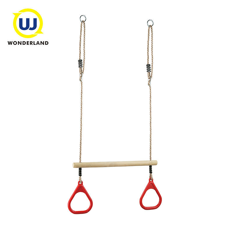 Adjustable Playground Kids Wooden Monkey Trapeze Bar Rope Swing