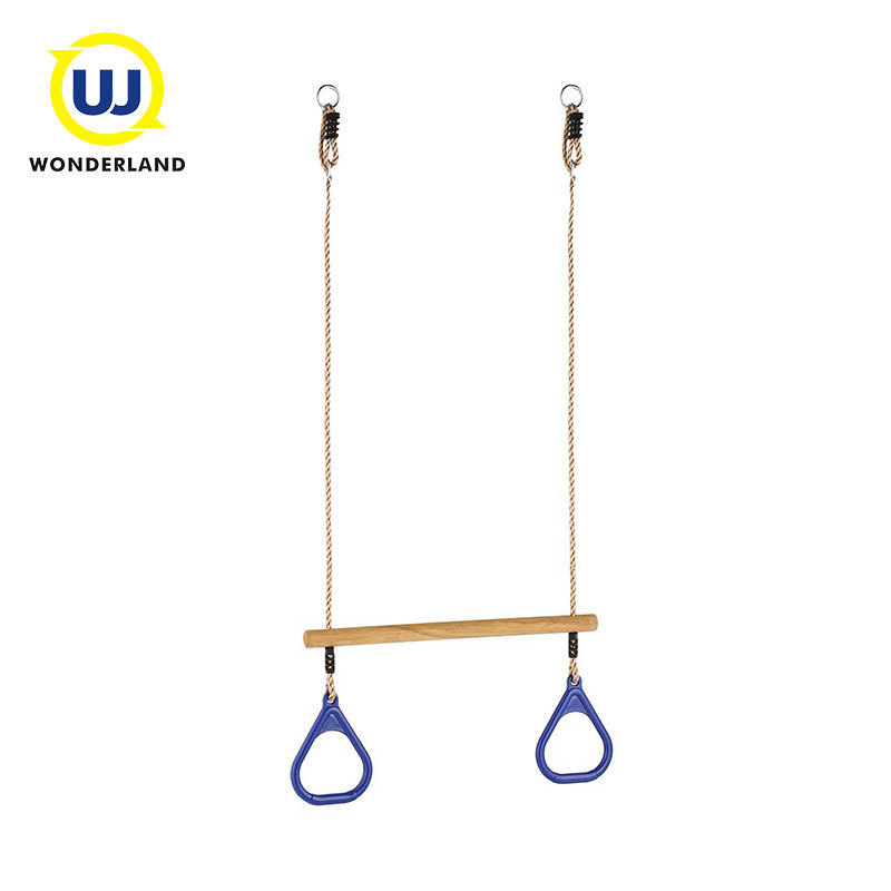 Adjustable Playground Kids Wooden Monkey Trapeze Bar Rope Swing