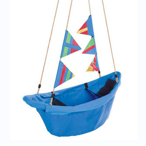 Customized Design Blue Boat Swing Indoor Outdoor Play Portable Hanging Baby Boat Swing