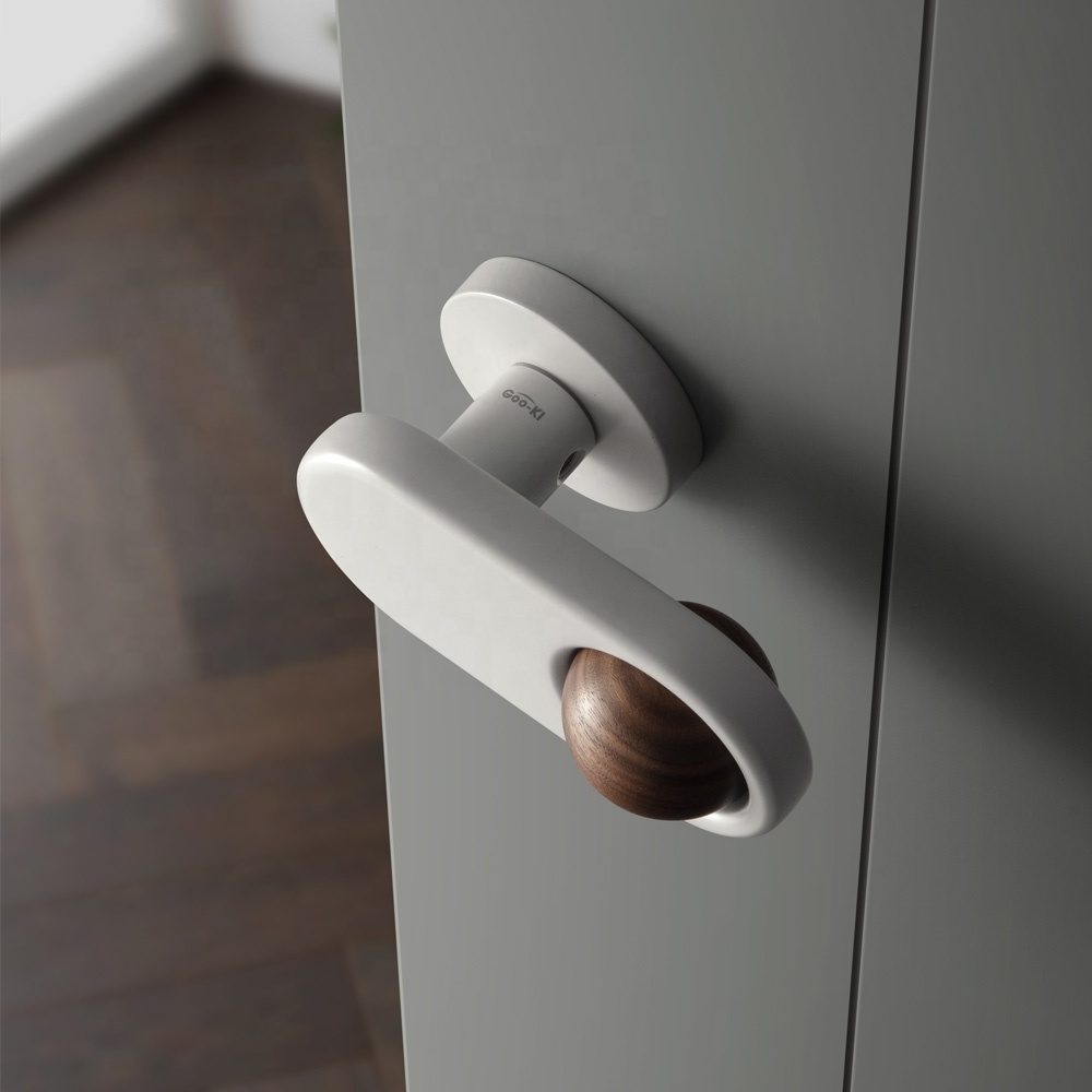 Goo-Ki  DOOR HANDLE INTERIOR BEDROOM WHITE BATHROOM WALNUT WOOD DOOR LOCK HANDLE SET