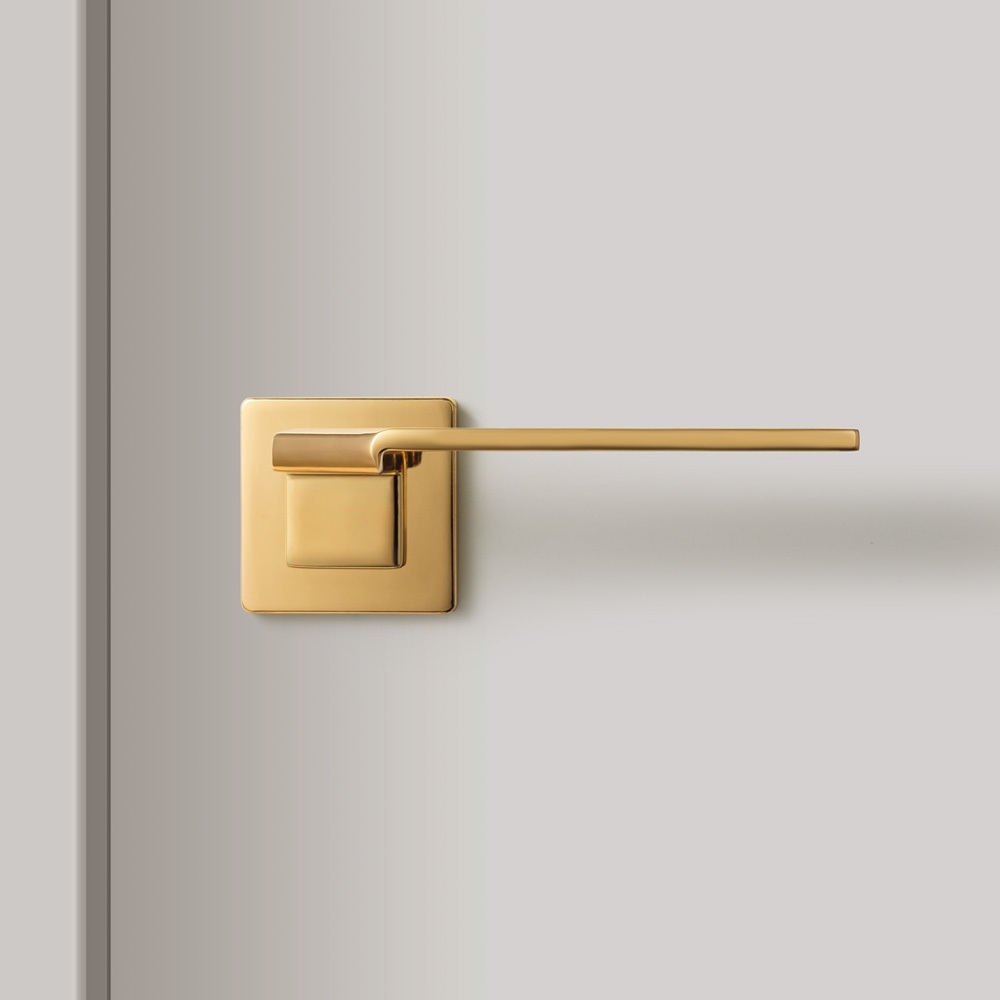 Goo-Ki 6MM ROSE FOLD DESIGN INTERIOR DOOR HANDLE HIGH QUALITY REAL GOLD DOOR HARDWARE LOCK