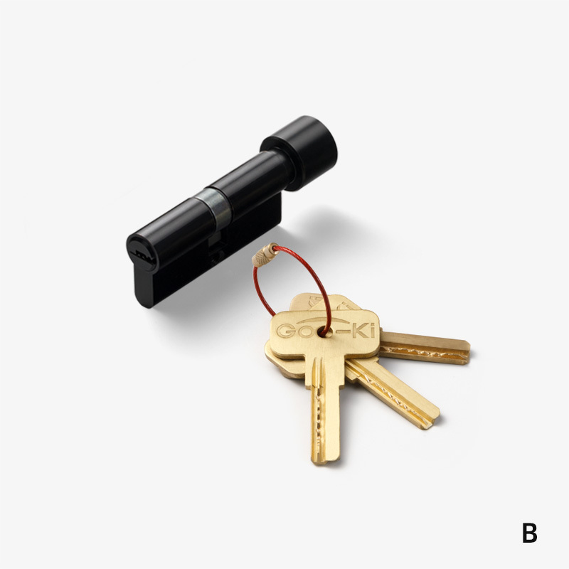 Goo-Ki 70MM MATTE BLACK EUROPEAN STANDARD INTERIOR DOOR BRASS LOCK CYLINDER WITH 3 COMPUTER SLOT KEY