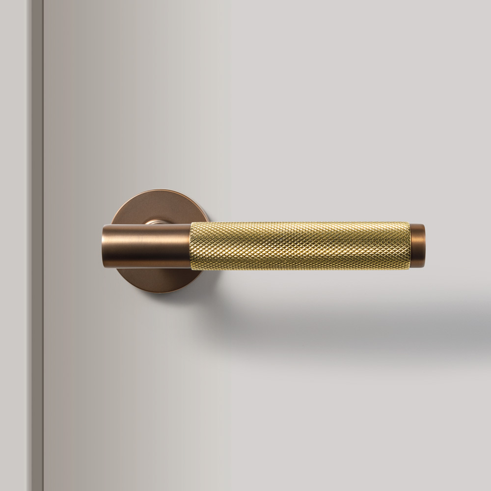 TIDO TEXTURE SERIES KNURLED MATTE ROSE GOLD SATIN / MATTE GOLD SATIN  LEVER DOOR HANDLE