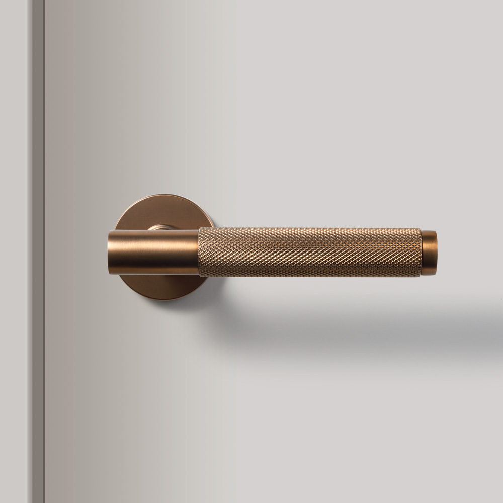 TIDO TEXTURE SERIES KNURLED MATTE ROSE GOLD SATIN LEVER DOOR HANDLE