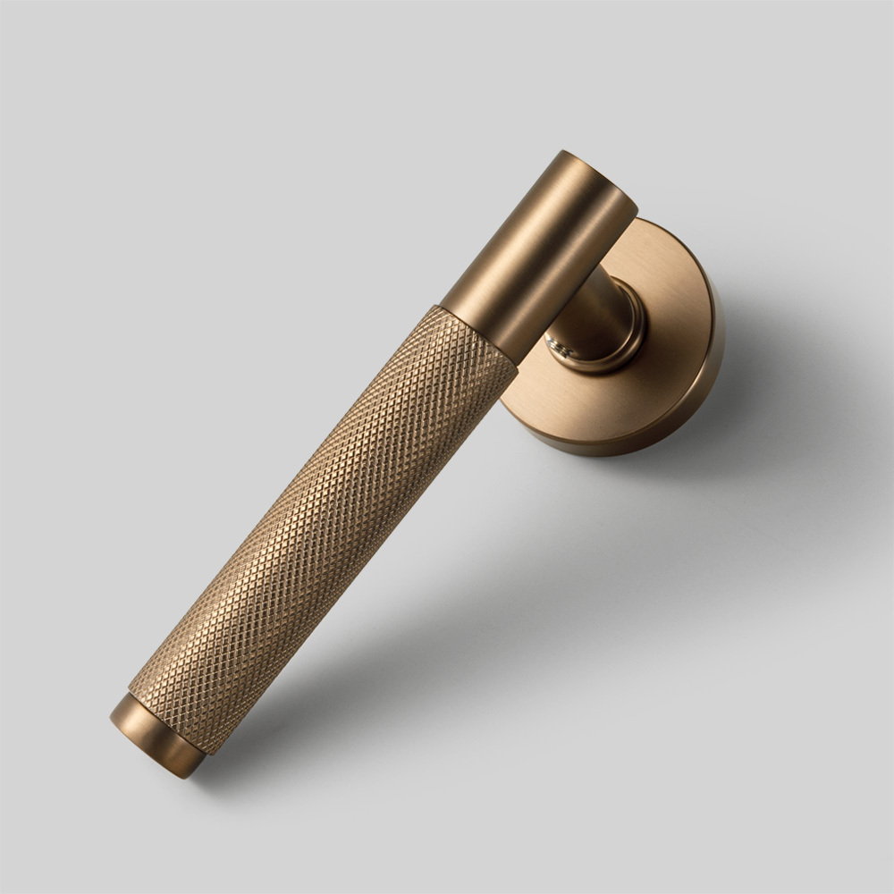 TIDO TEXTURE SERIES KNURLED MATTE ROSE GOLD SATIN LEVER DOOR HANDLE