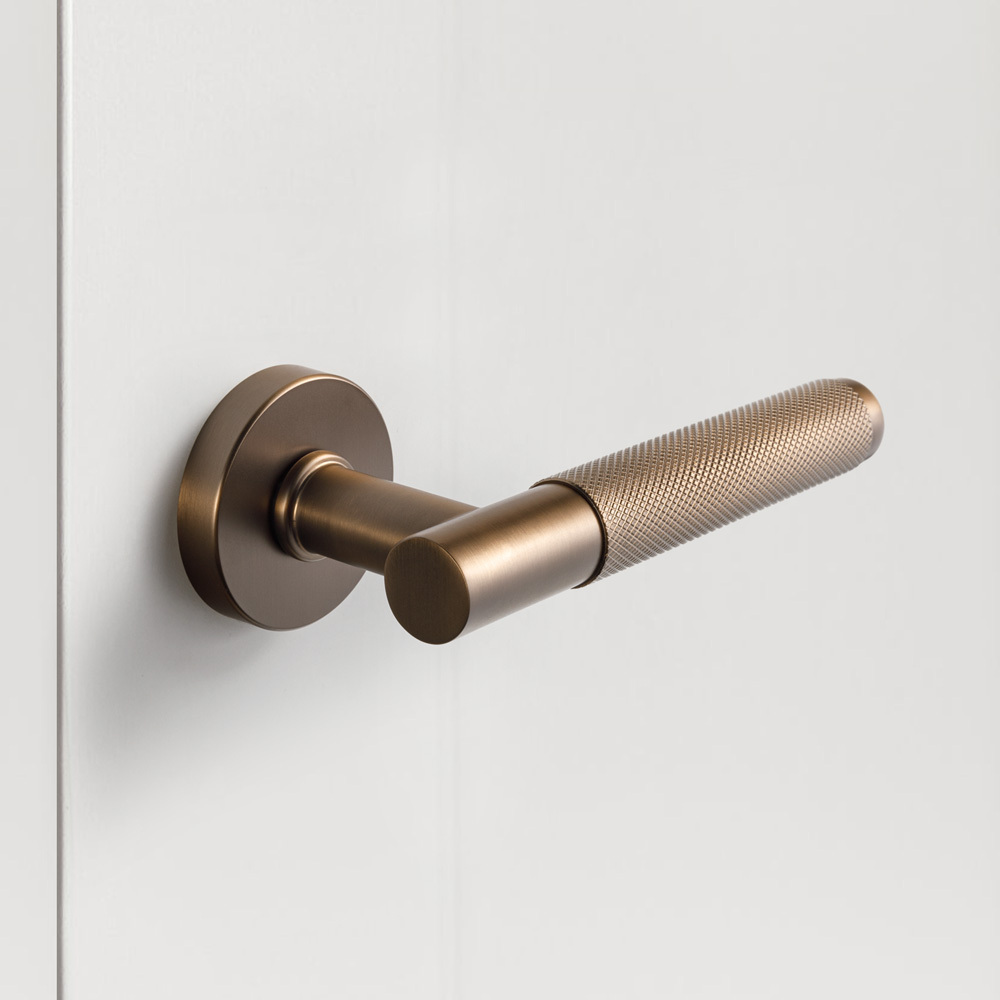 TIDO TEXTURE SERIES KNURLED MATTE ROSE GOLD SATIN LEVER DOOR HANDLE