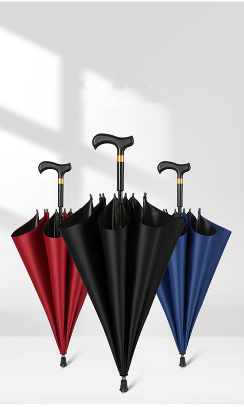 Walking Cane Umbrella 2-in-1 Windproof Walking Sticks Crutch Umbrella Heavy Duty Frame Lightweight Umbrella Cane