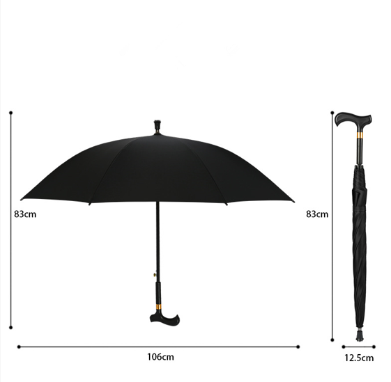 Walking Cane Umbrella 2-in-1 Windproof Walking Sticks Crutch Umbrella Heavy Duty Frame Lightweight Umbrella Cane