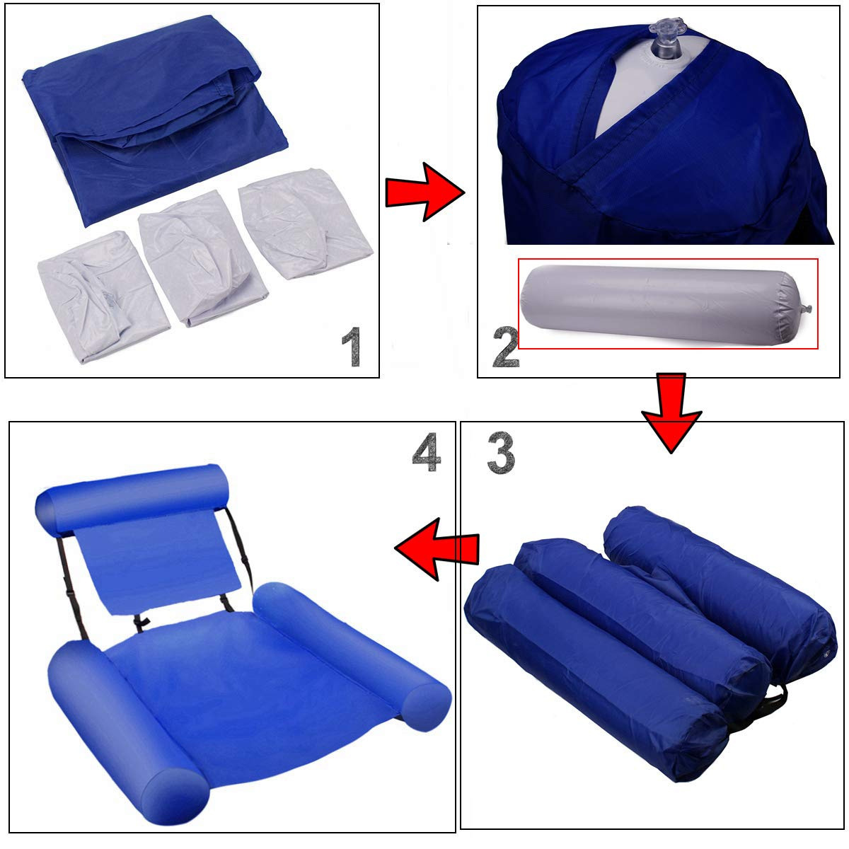 Water Hammock In Air Mattress Lounger Floating Sleeping Cushion Foldable Inflatable Air Mattress Bed Chair