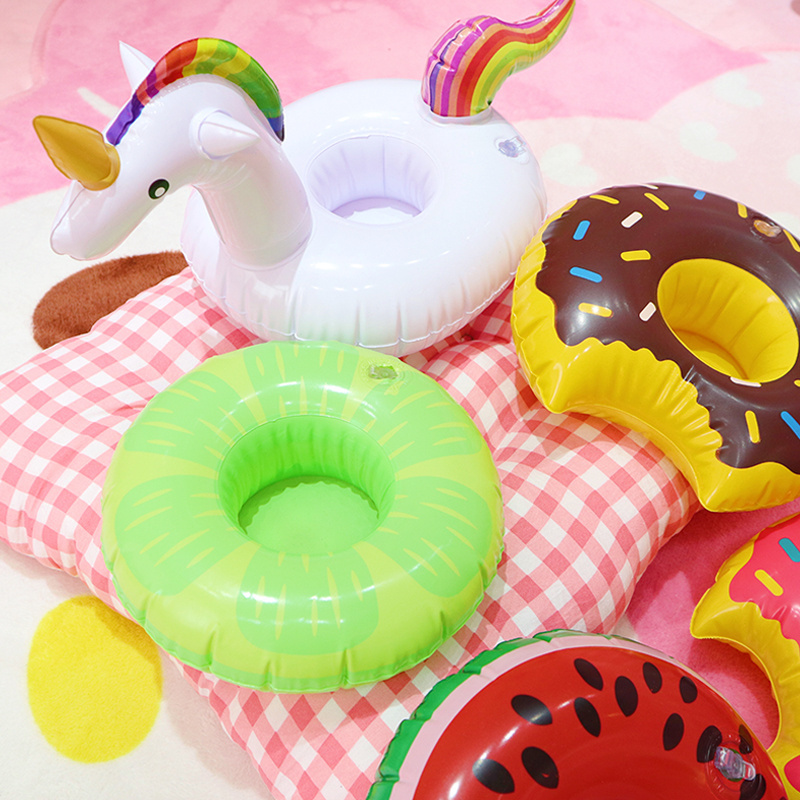 Hot Sale inflatable pool accessories flamingo cup holder unicorn drink pool float  pool floaty inflatable coasters