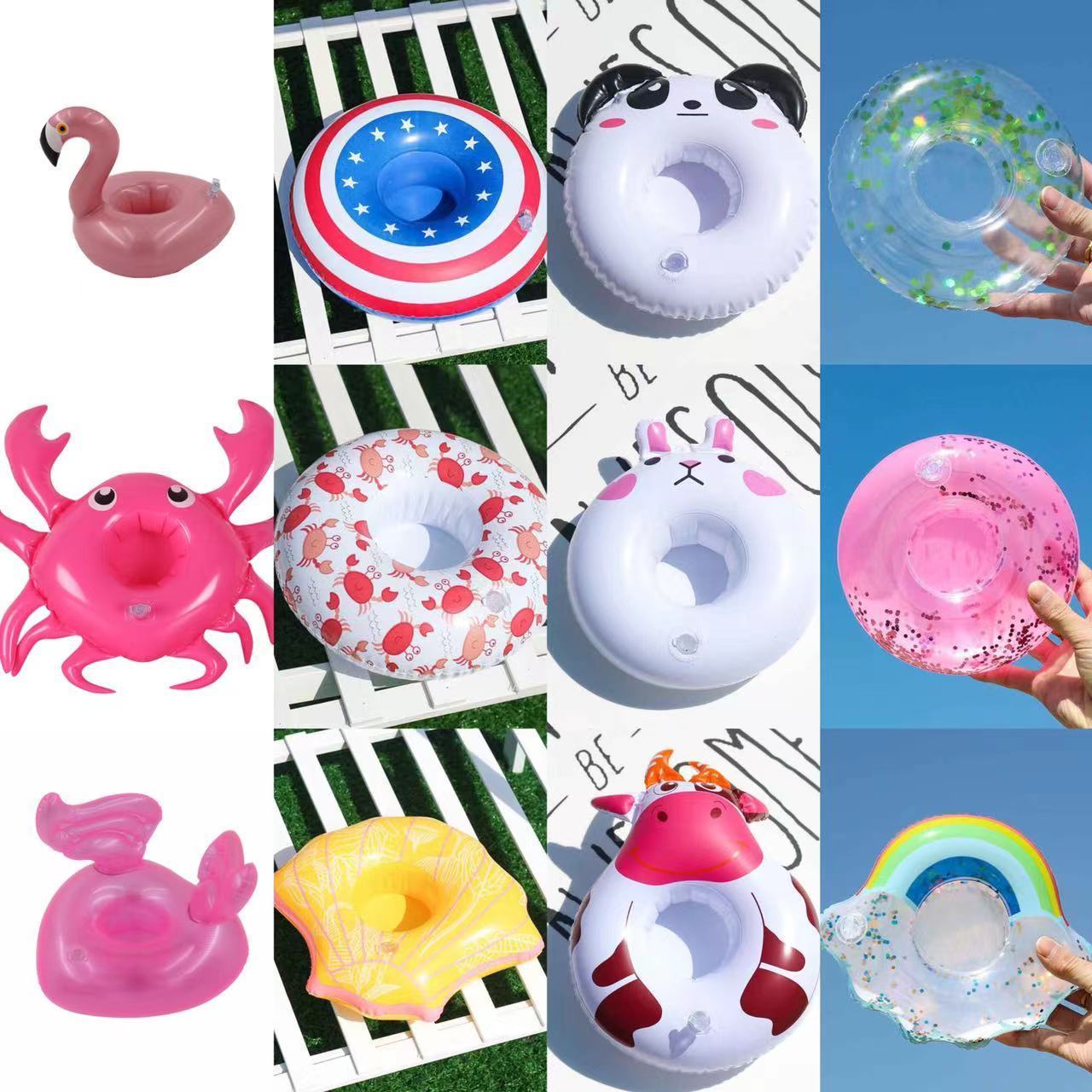 Hot Sale inflatable pool accessories flamingo cup holder unicorn drink pool float  pool floaty inflatable coasters