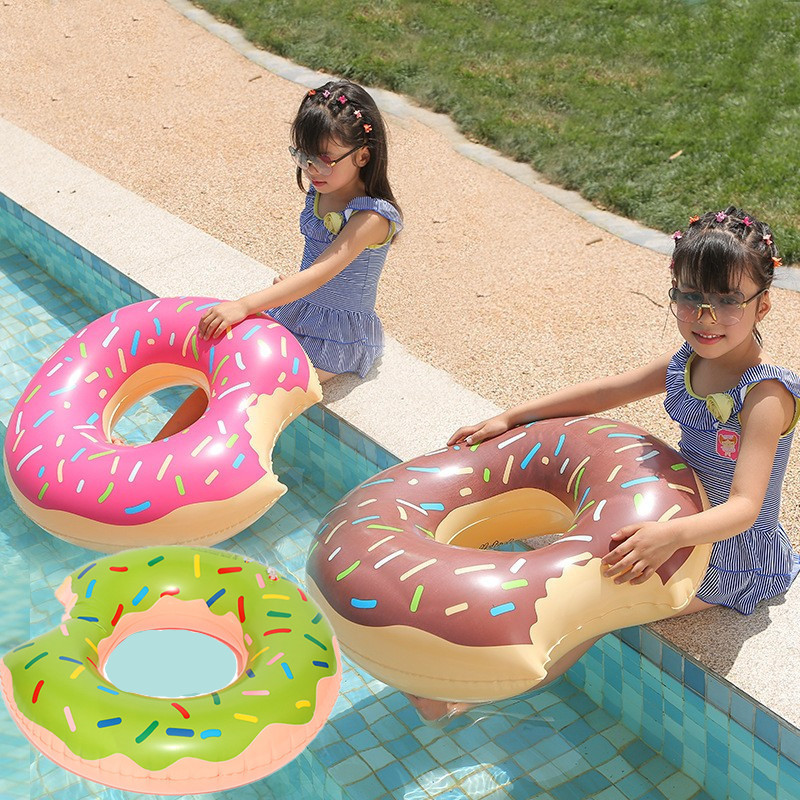 inflatable swim buoy donut floating swimming ring floats for children Brown Pink Colorful Donuts Pool Floats kids adults