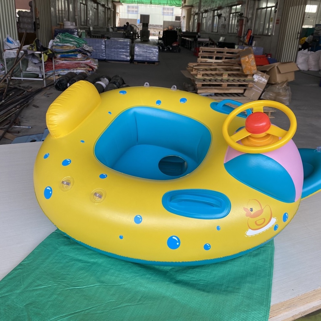 Hot Sale Inflatable Baby Seat Float Ring Swimming Circle Seat Boat Children'S Swimming Circle With Awning And Steering Wheel