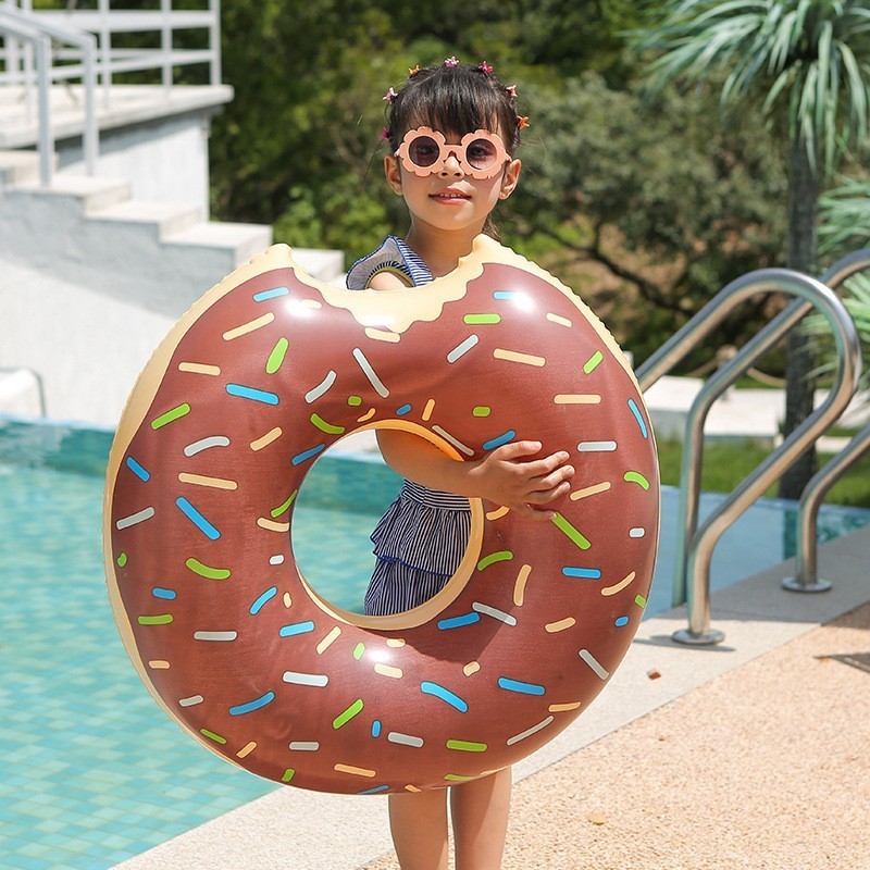 inflatable swim buoy donut floating swimming ring floats for children Brown Pink Colorful Donuts Pool Floats kids adults