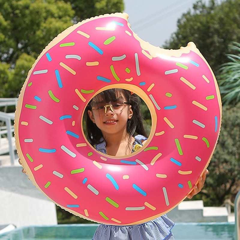 inflatable swim buoy donut floating swimming ring floats for children Brown Pink Colorful Donuts Pool Floats kids adults