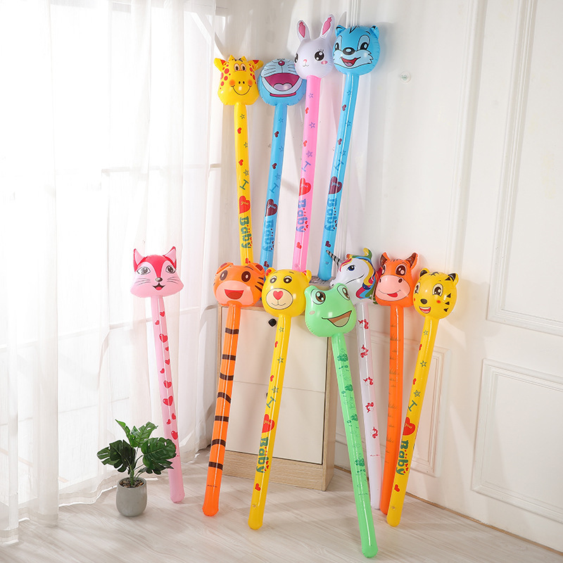 Inflatable Toy Animal Head Long Stick Animal Stick Giraffe PVC Children inflatable cheering sticks