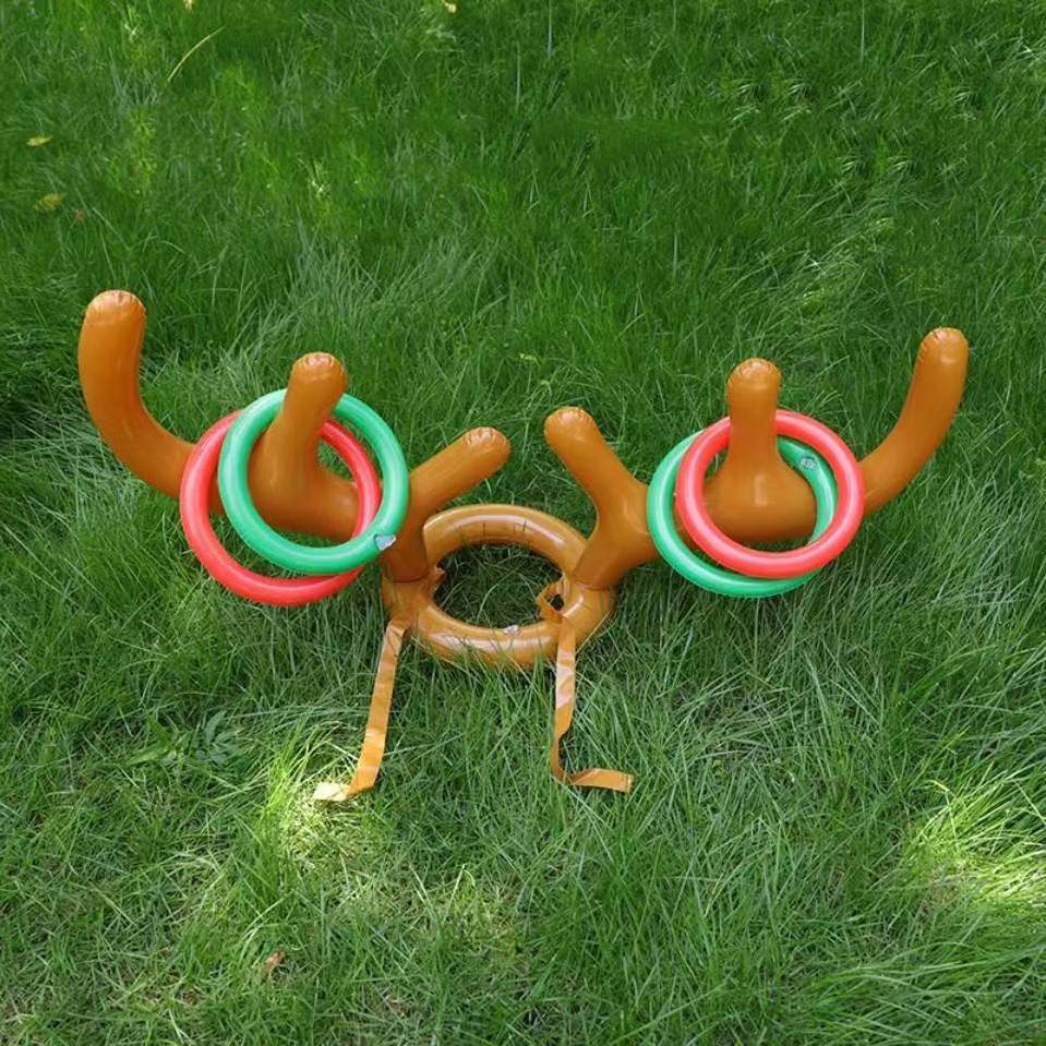 christmas gifts decorations  inflatable reindeer deer antlers head with circle ring toss board games throwing games