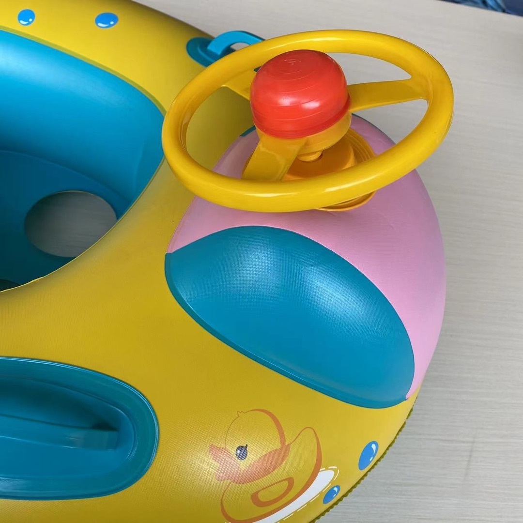 Hot Sale Inflatable Baby Seat Float Ring Swimming Circle Seat Boat Children'S Swimming Circle With Awning And Steering Wheel