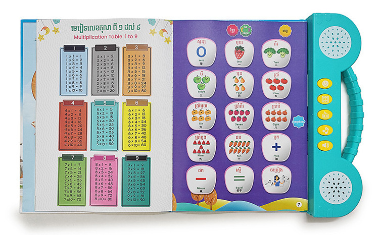 New Arrival Kids Educational Toy Cambodia Chinese English Three Language Educational Reading Book  learning machine Toys