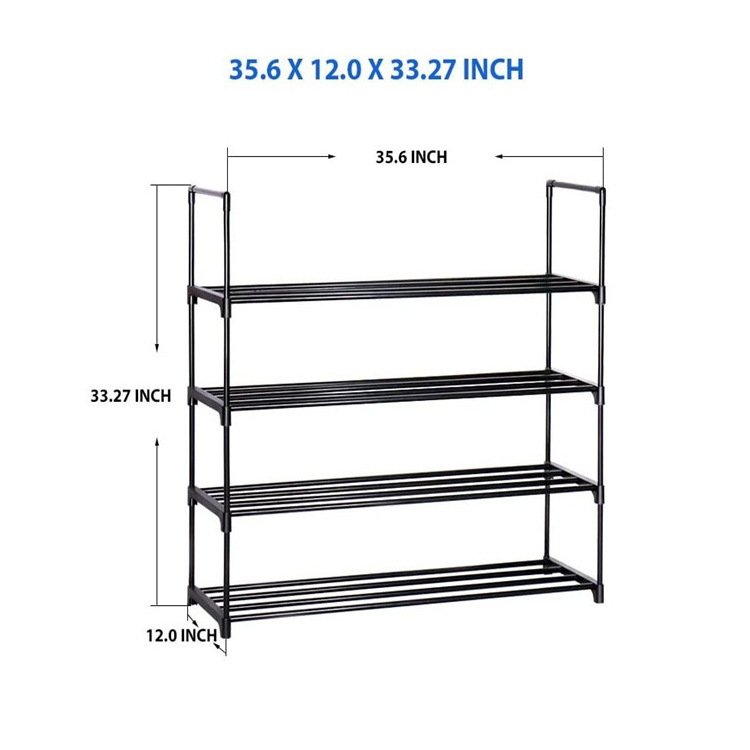 4 tier shoe rack metal shoe tower 20 pair storage organizer unit entryway shelf stackable cabinet hallway shoe and coat rack