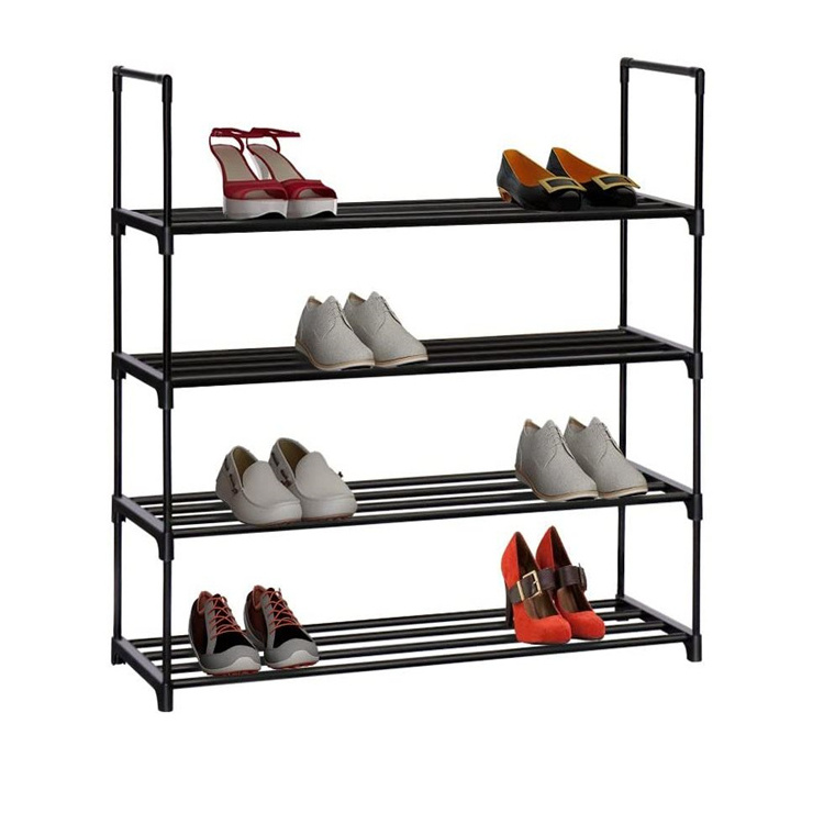 4 tier shoe rack metal shoe tower 20 pair storage organizer unit entryway shelf stackable cabinet hallway shoe and coat rack