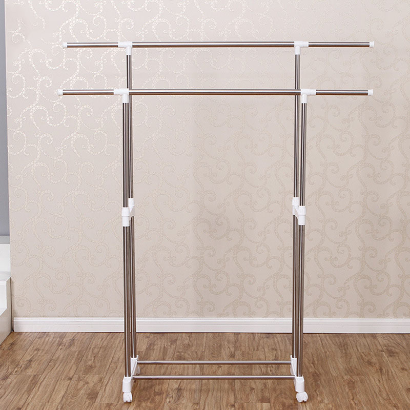 Simple Houseware  Double Rod Portable Clothing Hanging Garment Rack