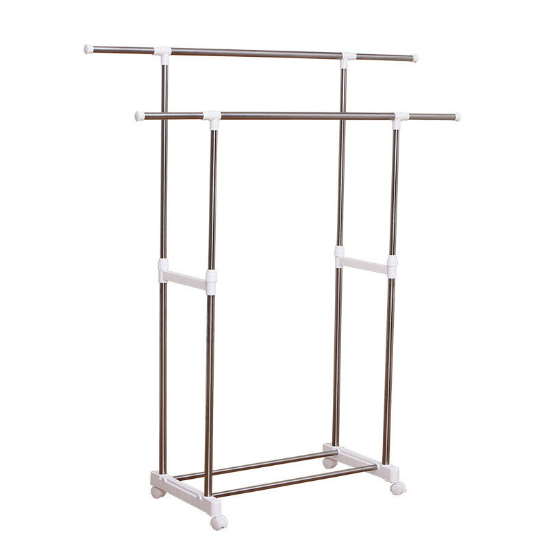 Simple Houseware  Double Rod Portable Clothing Hanging Garment Rack