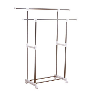 Simple Houseware  Double Rod Portable Clothing Hanging Garment Rack