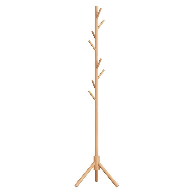 Pine Coat Rack, Wooden Coat Rack Stand with 3 Height Options and 8 Hooks, Sturdy Freestanding Coat Rack for Clothes/Bags/Hats