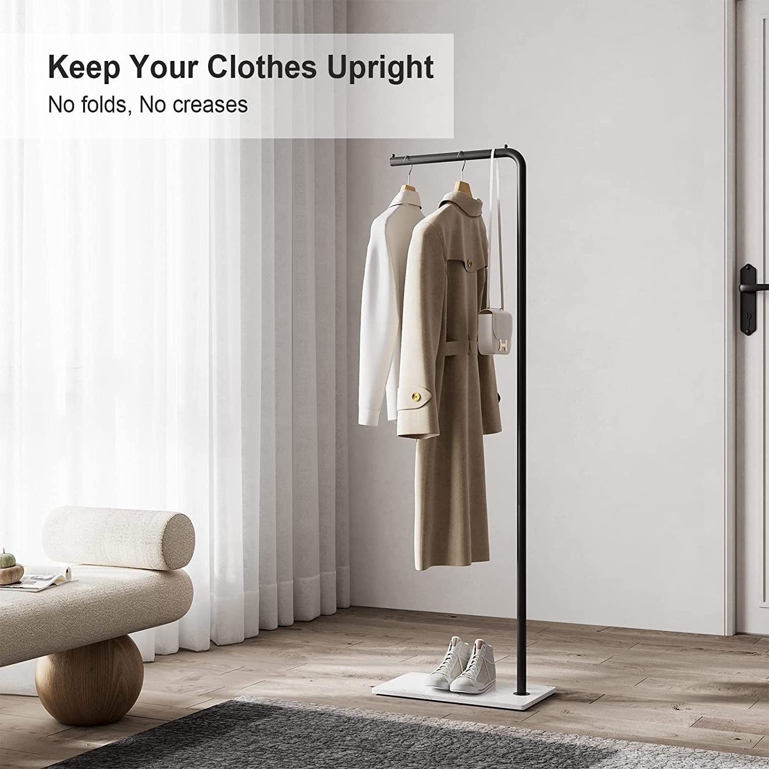 Metal Coat Rack Freestanding Modern Coat Hanger Stand with Heavy Base Coat Stand for Jackets, Suits