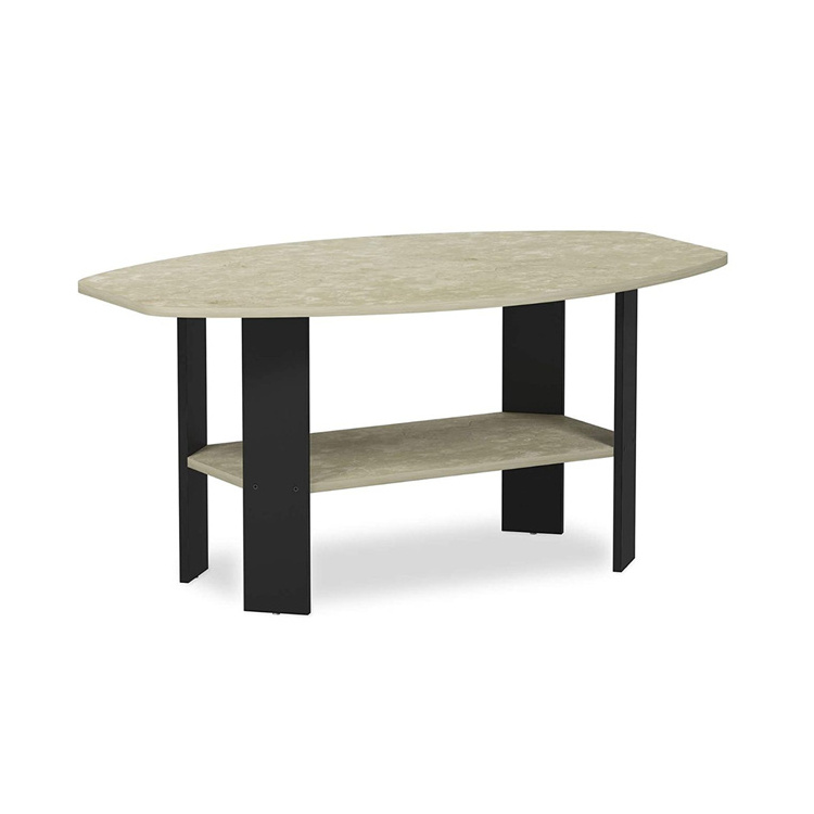 Simple design coffee table cream faux marble black ethiopian coffee table