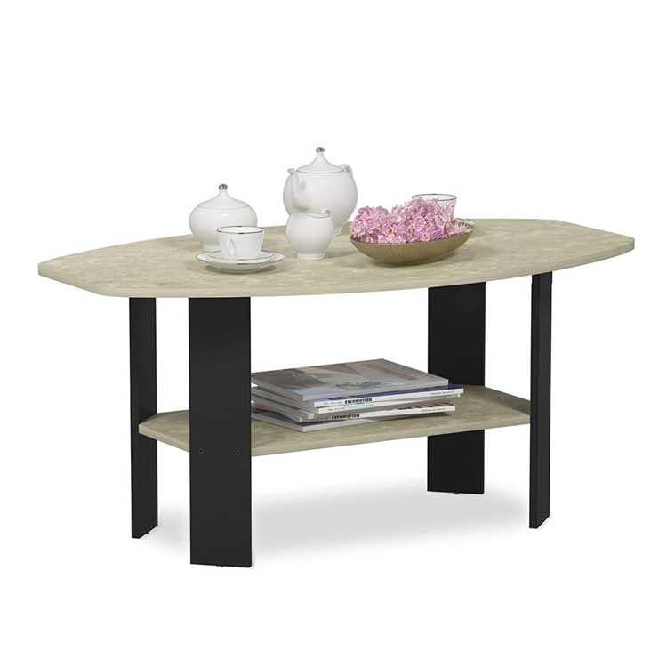 Simple design coffee table cream faux marble black ethiopian coffee table