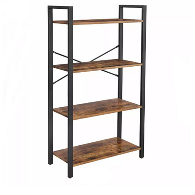 4 tiers rustic style vertical bookshelves with metal frame display shelves industrial wood bookcases