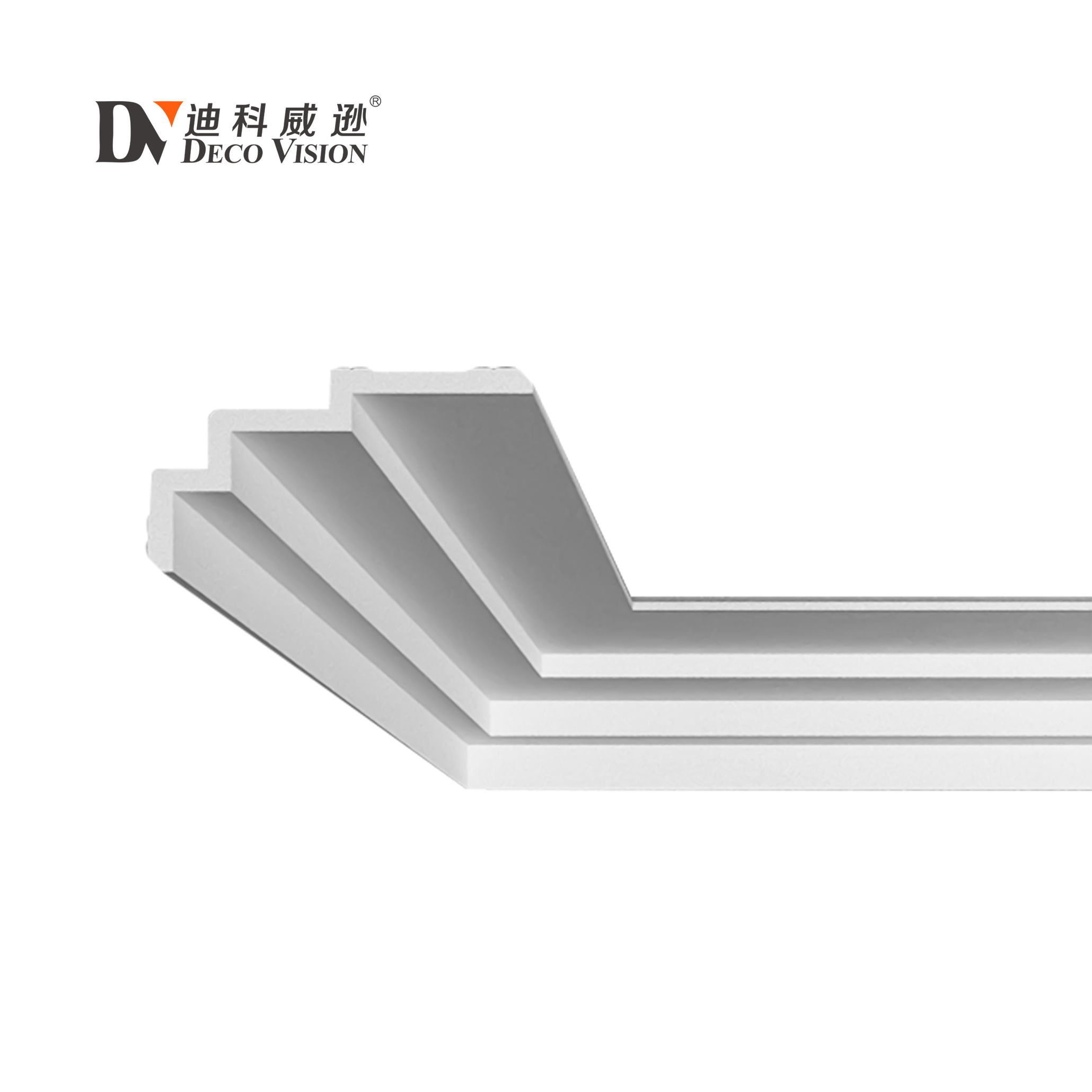 HZ  Decovision DV-1045 / 94.5*4*7.55 inch / PU foam lightweight lit LED crown molding for ceiling design