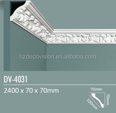 DecoVision DV-4031 2400*70*70mm Good Quality Pu Plaster Granite Designs Cornice Moulding