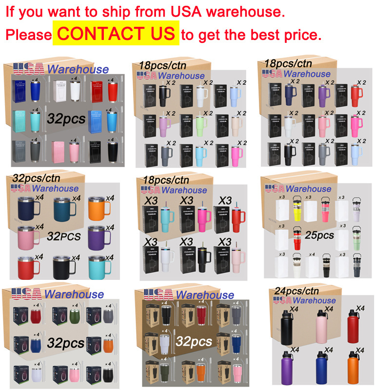 USA Warehouse 40oz H1.0  H2.0 Tumbler Double Wall Stainless Steel Vacuum Insulated Travel Mugs With Handle