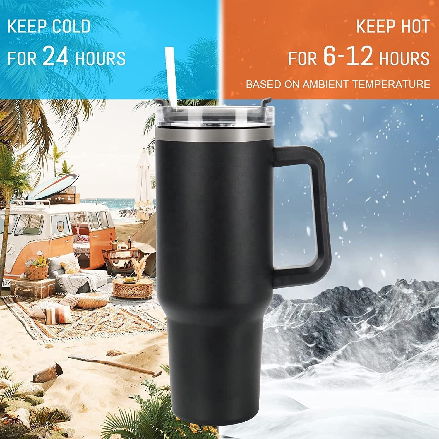 USA Warehouse Car Cup powder Vacuum Insulated stainless steel 30oz 40oz coffee wine beer Travel Mug tumbler With Handle