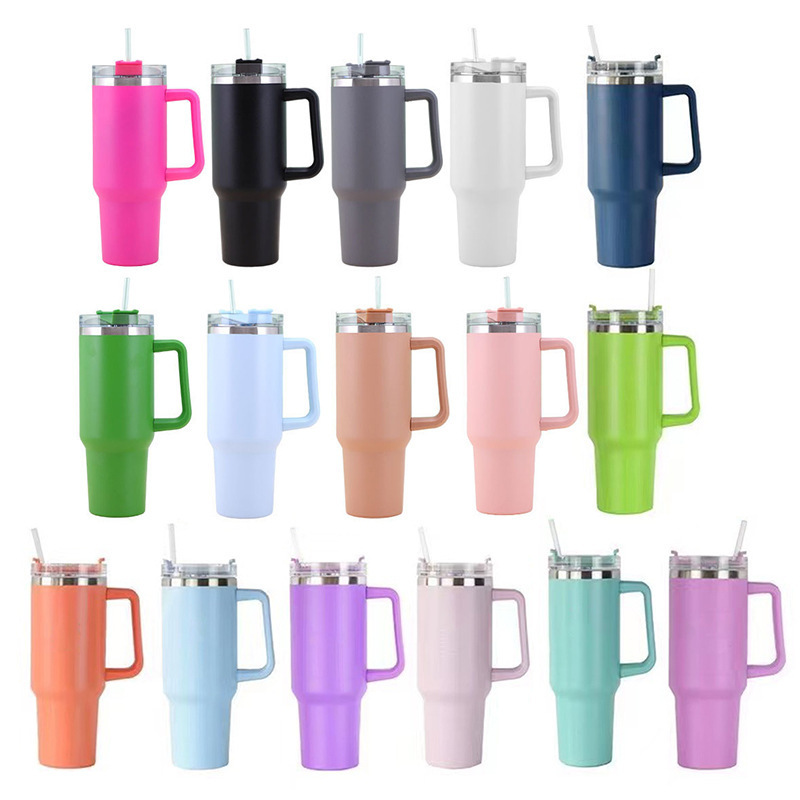 USA Warehouse Car Cup powder Vacuum Insulated stainless steel 30oz 40oz coffee wine beer Travel Mug tumbler With Handle