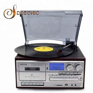 DESONIC  Vintage Vinyl Record Player AM/FM Radio CD Player USB & Cassette  Recorder Turntable  Aux-in RCA Line-out for Europe