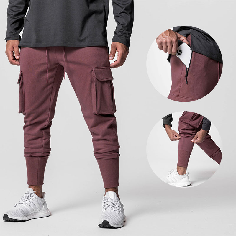 2023 New Basic Leisure Gym Training Muscle Running Athletic Solid Color Plus Size High Quality Pocket Mens Gym Pants