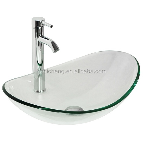 Transparent Special Design Modern Bathroom Sink Glass Washbasin Hand Basin With Faucet